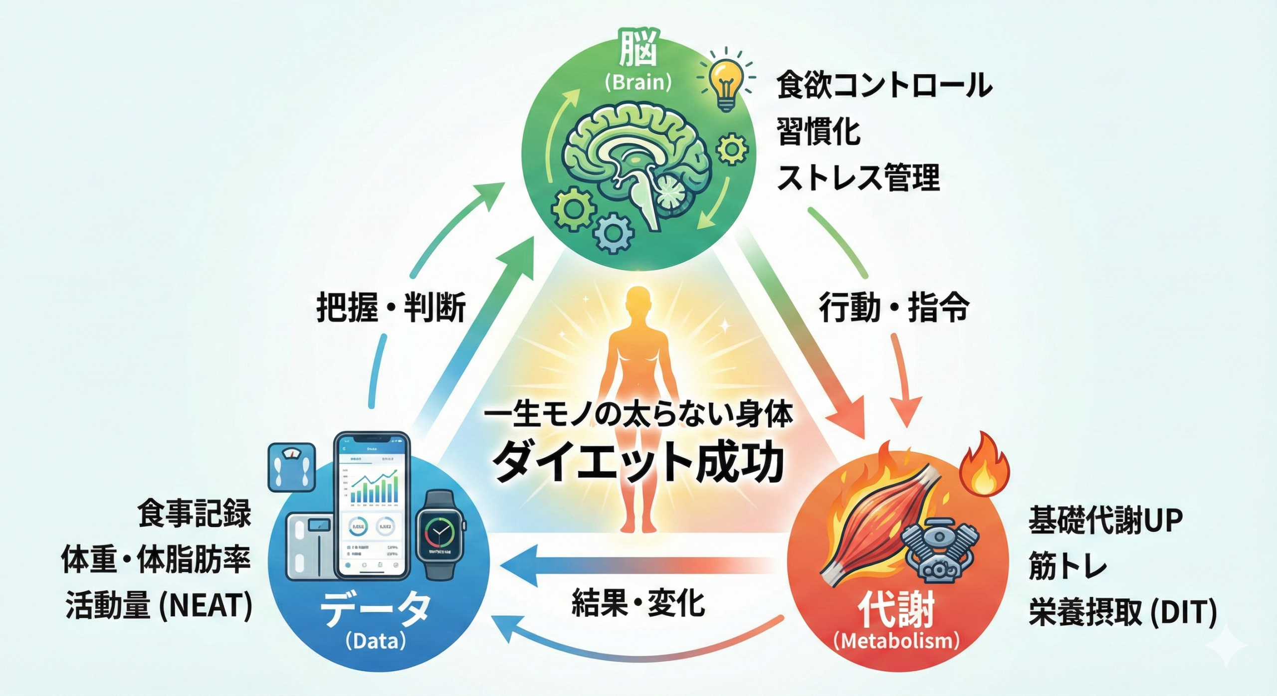 「代謝・データ・脳」がそろったダイエットを、現実の行動に落とし込むには?